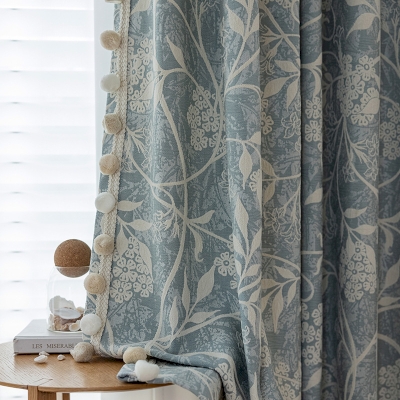 Rideau Occultant KANTO,Tissu Chenille, Jacquard Floral, Rideau sur mesure