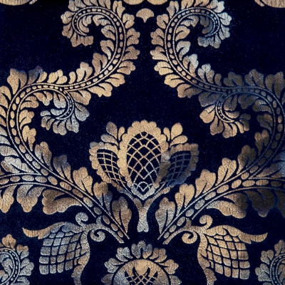 Rideau VALMONT, Tissu Velours, Motif Baroque Doré Luxueux