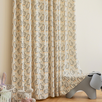 Duck Pattern Linen-Blend Kids Nursery Curtains