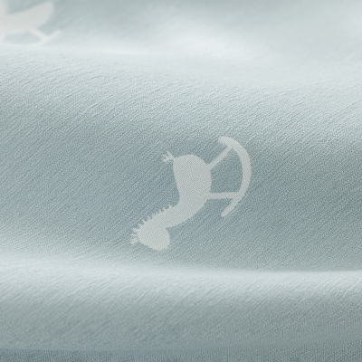Custom Kids Blackout Curtains, Blue Chenille with Rocking Horse Jacquard Pattern