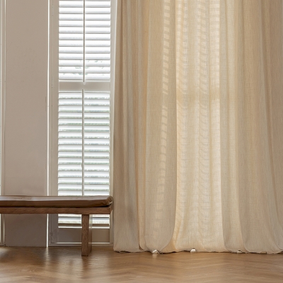 Rideau Sur Mesure MIRABELLA, Tissu Laine et Soie Mélangées, Effet Faux Uni Élégant