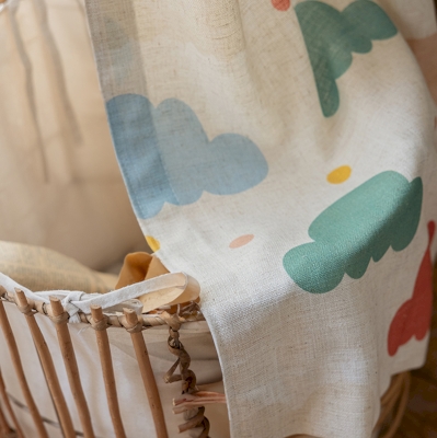 Colorful Cloud Pattern Linen-Blend Kids Nursery Curtains