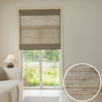 Store sur mesure Sans Cordon, en Lin et Roseaux Naturel