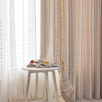 FAIR ISLE Textured Striped Woven Custom Curtains