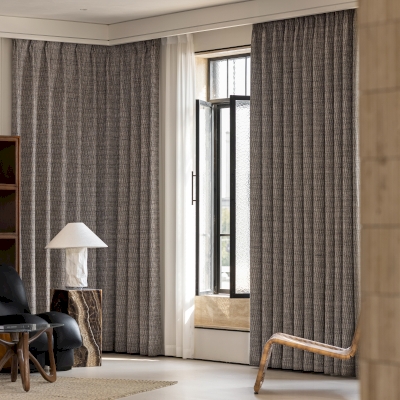 VENTO Geometric Textured Jacquard Cotton-Linen Blend Blackout Curtains