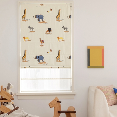 WOODLAND Forest Animal Pattern Cotton-Linen Custom Kids Roman Shades