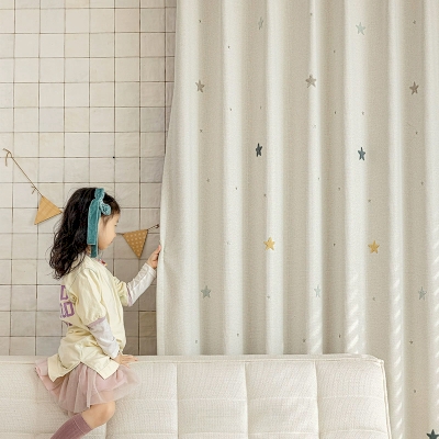 Star Embroidered Custom Kids Blackout Curtains