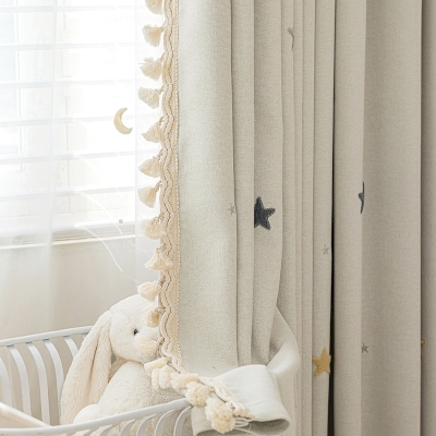 Star Embroidered Custom Kids Blackout Curtains