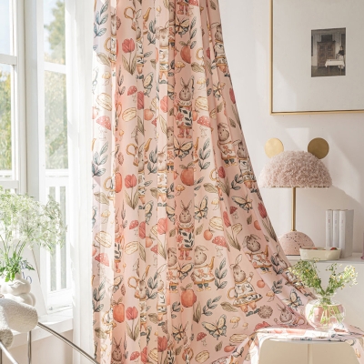 Rabbit Garden Chenille Kids Curtains Custom Nursery Curtains