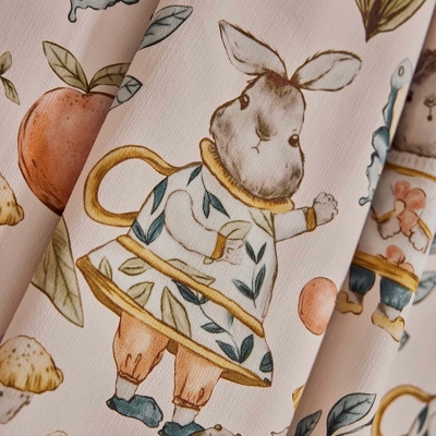 Rabbit Garden Chenille Kids Curtains Custom Nursery Curtains
