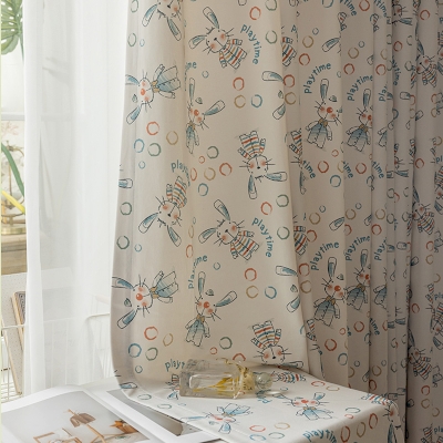 Bunny Pattern Velvet Kids Curtains Custom Nursery Curtains