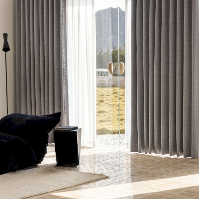 GRISA Textured Woven Cotton-Polyester Blend Custom Curtains