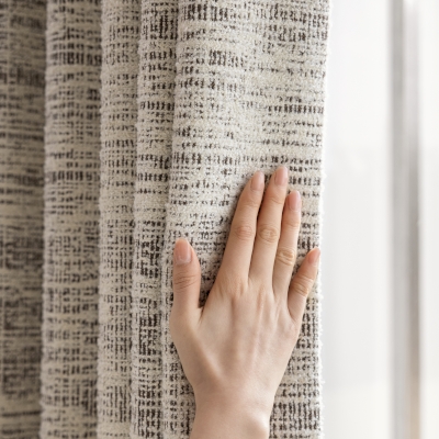 SKADI Mineral Stripe Wool Bouclé Textured Custom Curtains