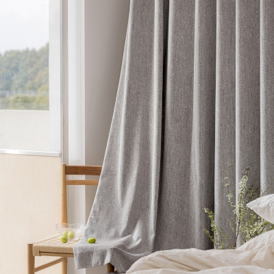 NOVA Grey Bouclé Textured Cotton-Polyester Custom Curtains