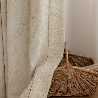 VELIA Marble Effect Textured Embroidered Cotton-Polyester Custom Curtains