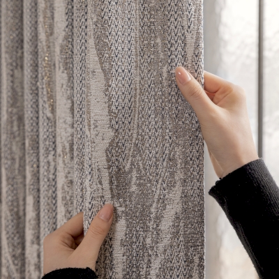SOLÉA Abstract Glitter Textured Cotton-Polyester Custom Curtains