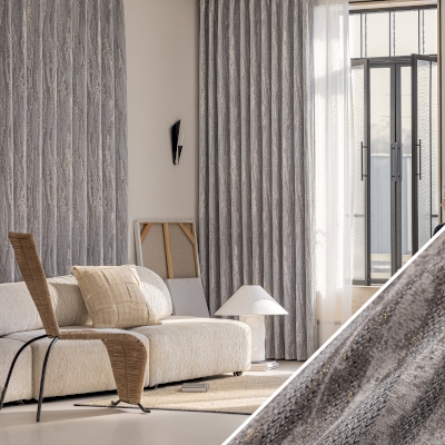SOLÉA Abstract Glitter Textured Cotton-Polyester Custom Curtains