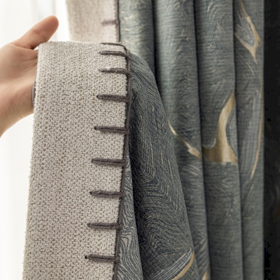 ELÉA Gold Embroidered Topographic Pattern Chenille Curtains