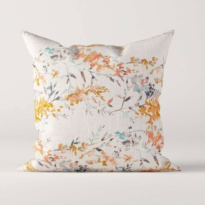 Coussin en Lin et Coton Sur Mesure, Motif Glycine Aquarelle