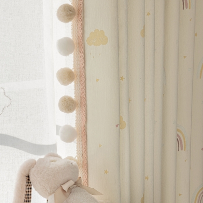 ARCADIA Cloud Rain Embroidered Chenille Custom Kids Blackout Curtains