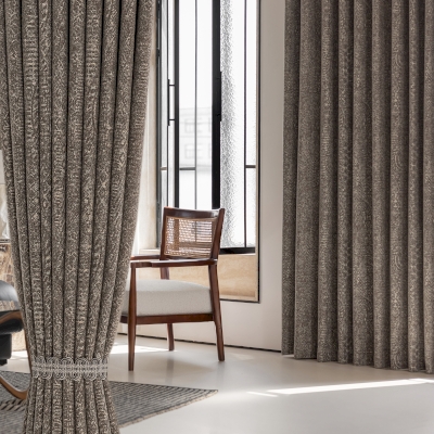 YUMA Ethnic Geometric Textured Jacquard Wool-Blend Curtains