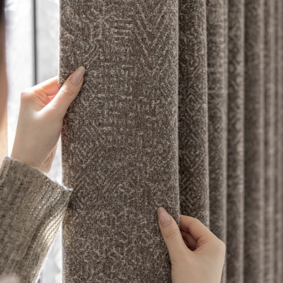 YUMA Ethnic Geometric Textured Jacquard Wool-Blend Curtains