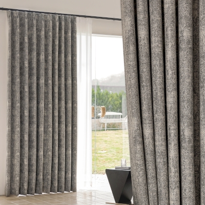 LIORA Granite Effect Textured Jacquard Wool-Linen Blend Curtains