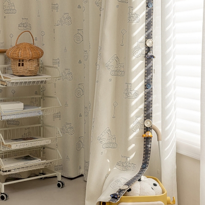 HECTOR Construction Vehicle Chenille Custom Kids Curtains