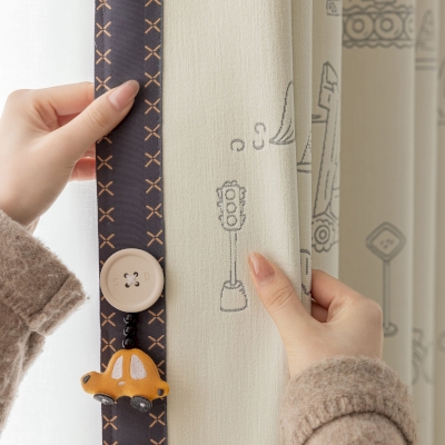 HECTOR Construction Vehicle Chenille Custom Kids Curtains