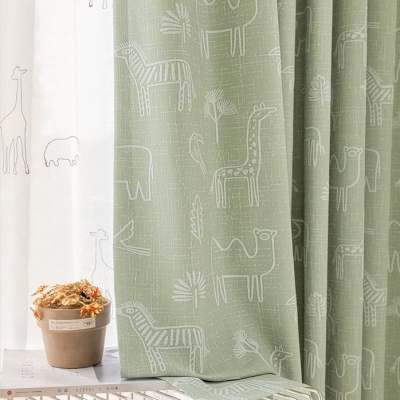 NILO Safari Animal Chenille Jacquard Custom Kids Blackout Curtains