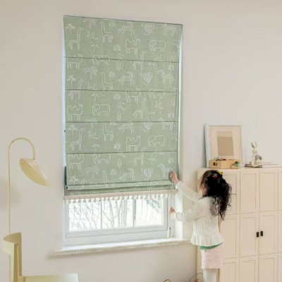 NILO Safari Animal Pattern Chenille Jacquard Custom Kids Roman Shades