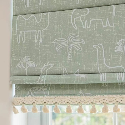 NILO Safari Animal Pattern Chenille Jacquard Custom Kids Roman Shades