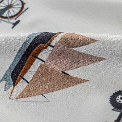 Rideau Enfant Occultant Sur Mesure Lino, Tissu Chenille Imprimé, Motifs Illustrés de Moyens de Transport