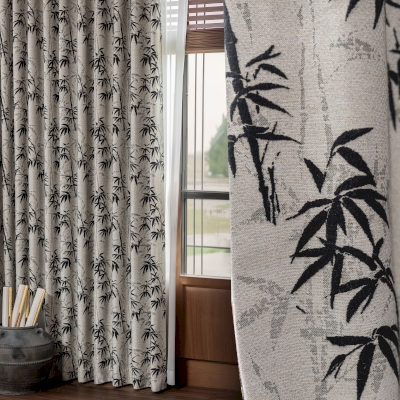 YANSHAN Chinese Bamboo Jacquard Textured Custom Curtains
