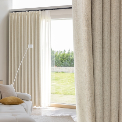 ARNO Chevron Textured Wool-Linen Blend Custom Curtains