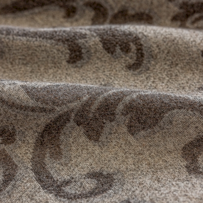 Rideau Sur Mesure VOLUTES, Tissu Jacquard Effet Laine, Motif Feuillage Arabesque