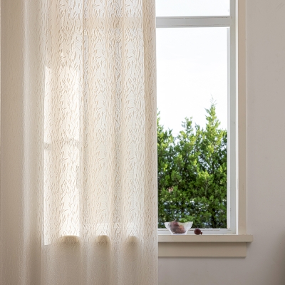 Voilage tamisant thermique RAMEAU, Tissu Jacquard Motif Brindilles, Voilage Sur Mesure