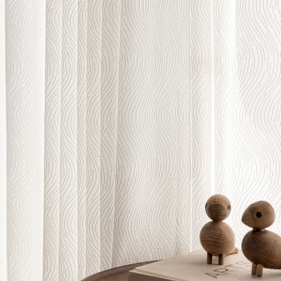 Voilage tamisant thermique MARÉE, Tissu Jacquard Motif Vagues, Voilage Sur Mesure