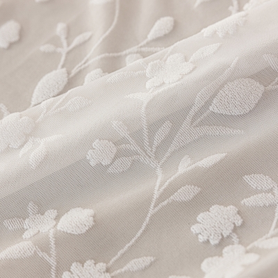 Voilage CEIBA, Tissu Jacquard à Motif de Fleur de Fromager, Voilage Sur Mesure