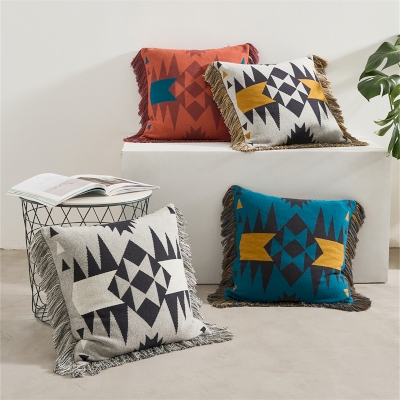 NAVAJO Cushion, Woven Geometric Pattern, Bohemian Chic Style, 45 x 45 cm
