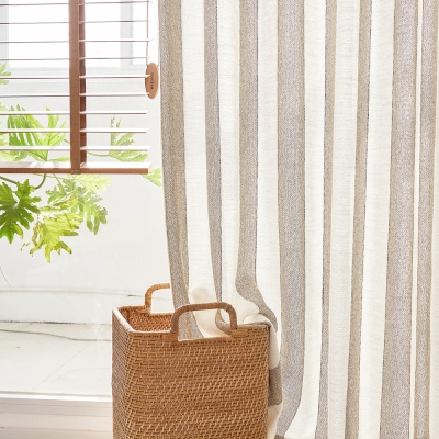 LAGUNA Textured Linear Linen-Look Custom Sheer Curtains