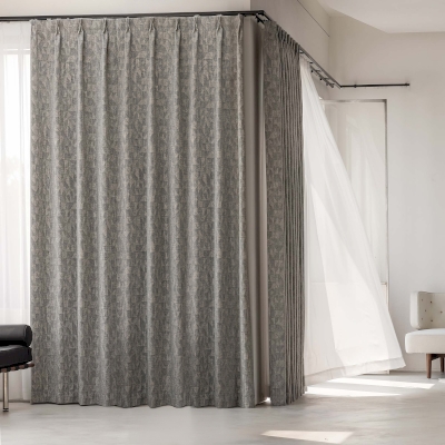 NARA Geometric Textured Jacquard Wool-Linen Custom Curtains
