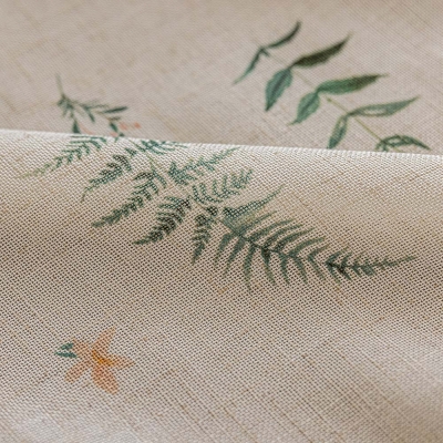 Voilage Sur Mesure FLORETTA, Tissu Effet Lin, Motif Végétal Imprimé Poétique