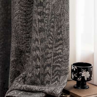 ELVIRA Jungle Botanical Textured Jacquard Wool-Blend Custom Curtains