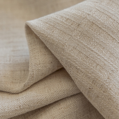 Rideau Sur Mesure LÉONE, Tissu Lin Mélangé, Effet Rayures Texturées