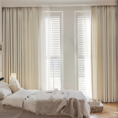 LÉONE Textured Stripe Linen-Blend Custom Curtains