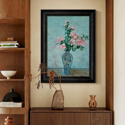 Tableau Décoratif AZURIA, Peinture à l’Huile Impressionniste, Nature Morte Bouquet Floral, Fait Main sur Mesure