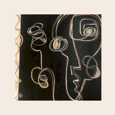 Tableau Décoratif ÉNIGMA, Peinture à l’Huile Abstraite, Portrait Minimaliste, Fait Main sur Mesure