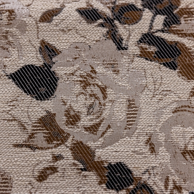 Rideau Sur Mesure ROSALIE, Tissu Jacquard Coton-Lin Mélangé, Motif Roses Vintage