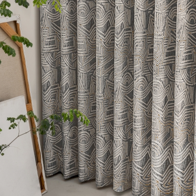ALVÉO Geometric Labyrinth Textured Jacquard Cotton-Poly Custom Curtains